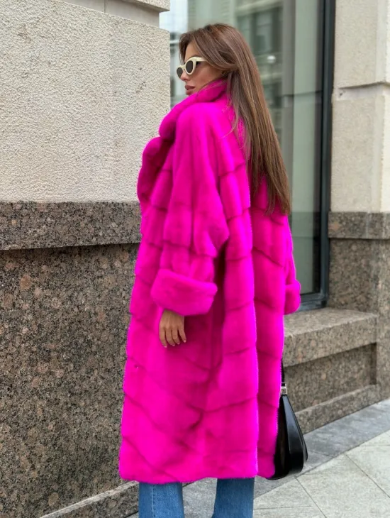 Розовая норковая шуба - фото 2