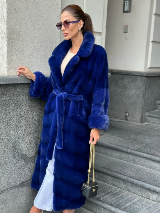 Норковая шуба - цвет электрик - фото 0