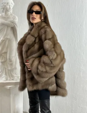 Жакет из куницы с шалью - фото 1