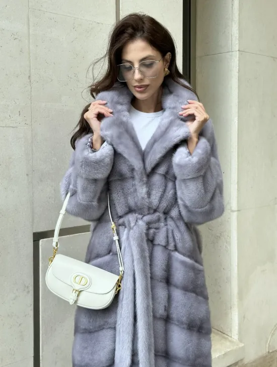 Пальто из голубой норки - фото 3