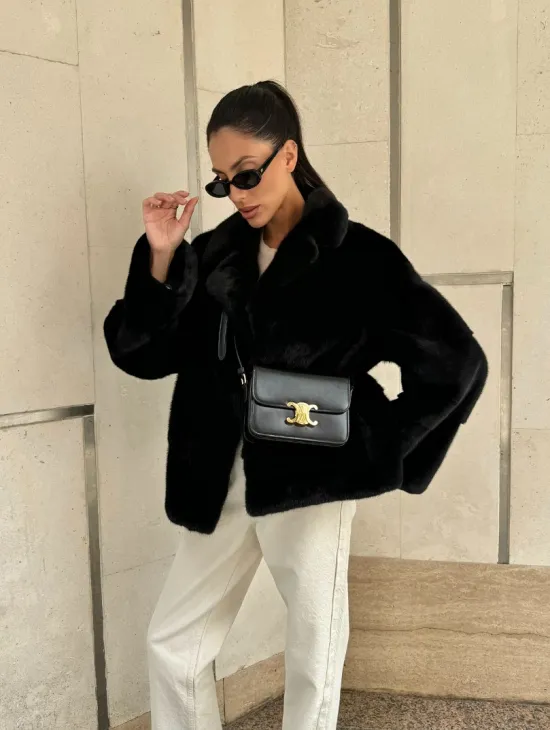 Полушубок из черной норки премиум аукциона - английский воротник - фото 11